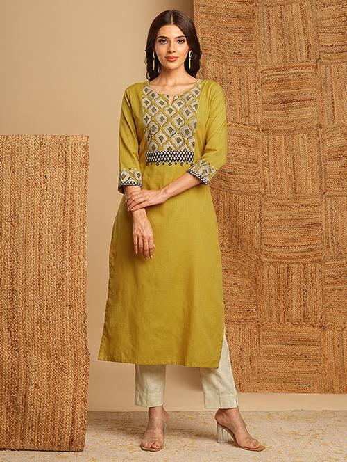 women three quarter sleeve straight kurta - 21466716 - Very Small Image - 1