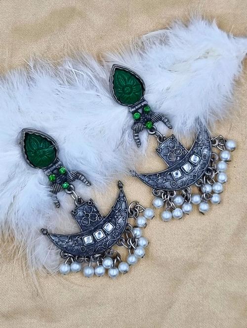 green zinc chandballi earrings - 21467679 - Very Small Image - 1