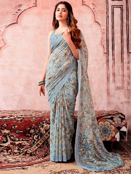 women floral printed saree - 21467869 - Very Small Image - 1