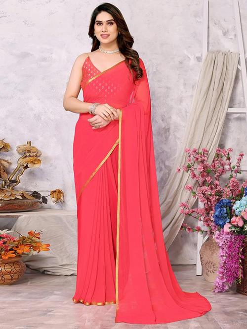 women solid plain saree - 21467884 - Very Small Image - 1
