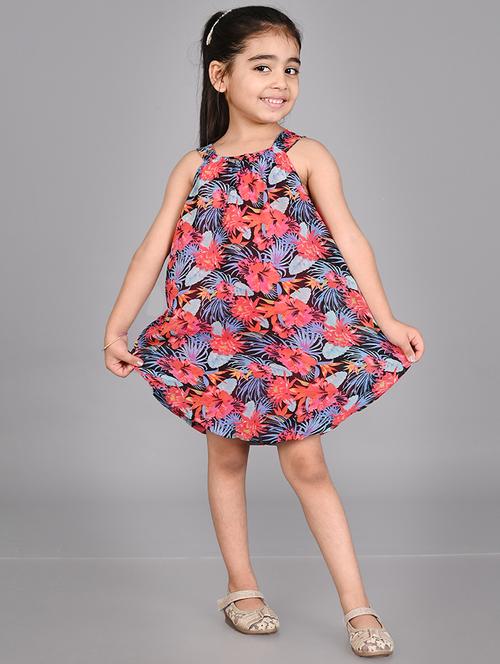 girl printed sleeveless polyester frock - 21468196 - Very Small Image - 1
