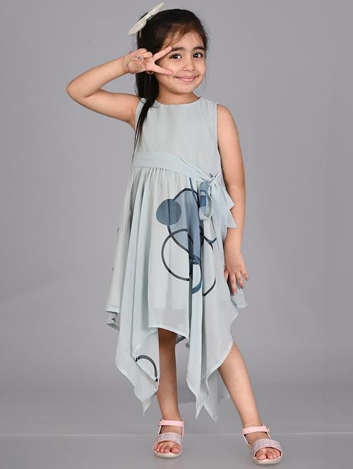 girl printed sleeveless polyester frock - 21468200 - Very Small Image - 1