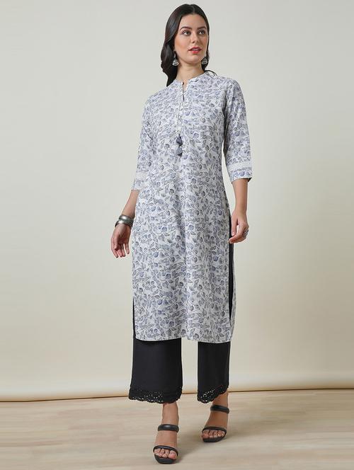 women three quarter sleeve printed straight kurta - 21468414 - Very Small Image - 1
