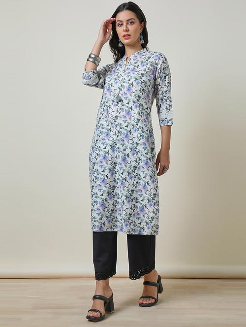 women three quarter sleeve printed straight kurta - 21468416 - Very Small Image - 1