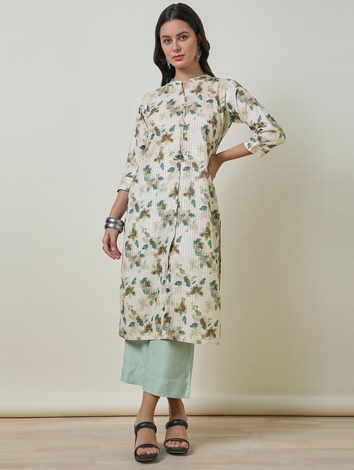 women three quarter sleeve printed straight kurta - 21468417 - Very Small Image - 1