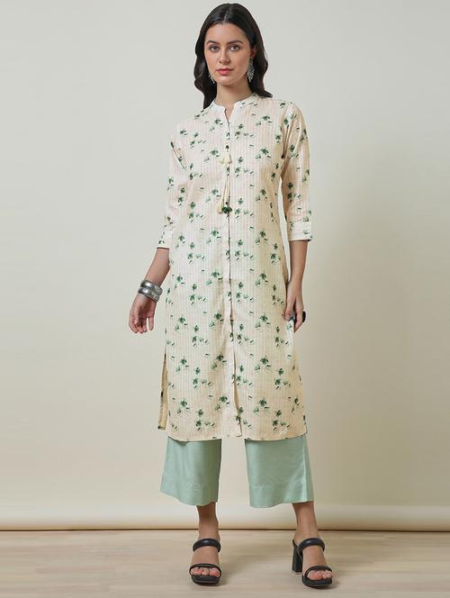 women three quarter sleeve printed straight kurta - 21468419 - Very Small Image - 1