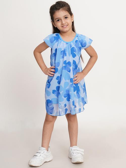 girl printed cap sleeves polyester frock - 21468485 - Very Small Image - 1