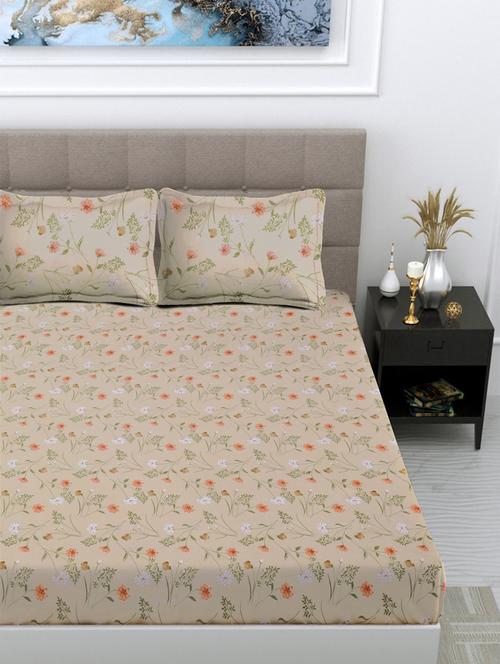 fabinaliv floral 300 tc cotton blend king size double bedsheet with 2 pillow covers - 21468504 - Very Small Image - 1