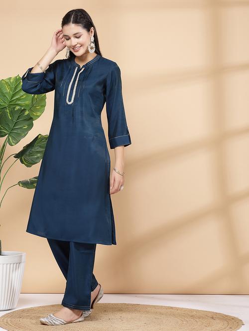 women navy blue kurta palazzo set - 21468588 - Very Small Image - 1