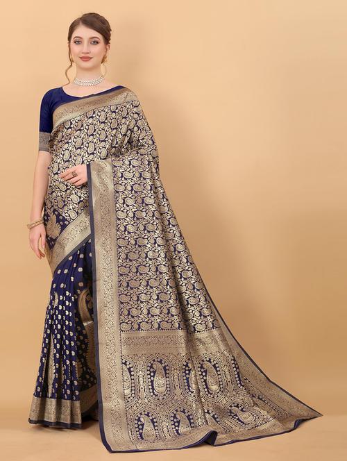 women self design banarasi saree with blouse - 21468833 - Very Small Image - 1