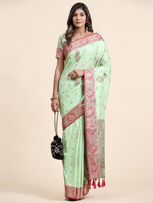women self design banarasi saree with blouse - 21468885 - Very Small Image - 1