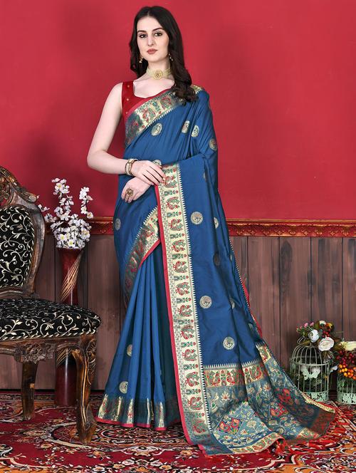 women self design banarasi saree with blouse - 21468923 - Very Small Image - 1