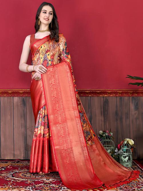 women kalamkari bordered saree with blouse - 21469037 - Very Small Image - 1