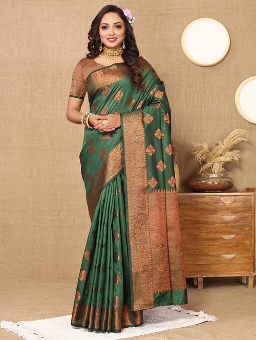 women self design banarasi saree with blouse - 21469059 - Very Small Image - 1