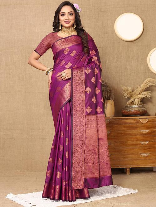 women self design banarasi saree with blouse - 21469062 - Very Small Image - 1