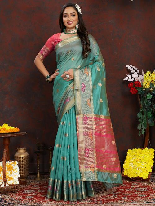 women self design banarasi saree with blouse - 21469075 - Very Small Image - 1