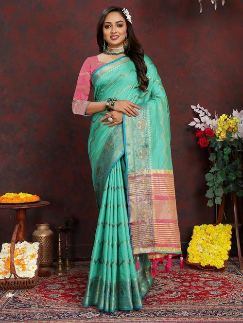 women self design banarasi saree with blouse - 21469082 - Very Small Image - 1