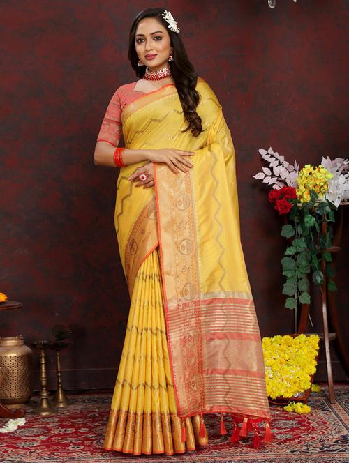 women self design banarasi saree with blouse - 21469084 - Very Small Image - 1