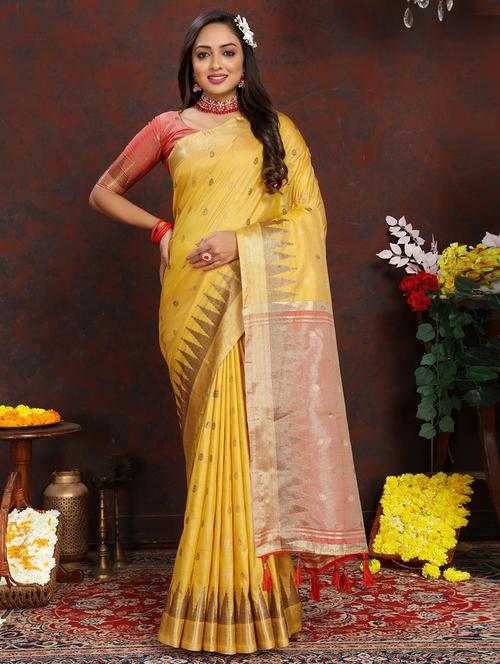 women self design banarasi saree with blouse - 21469087 - Very Small Image - 1