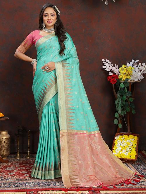 women self design banarasi saree with blouse - 21469095 - Very Small Image - 1