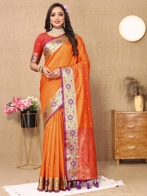 women self design banarasi saree with blouse - 21469101 - Very Small Image - 1