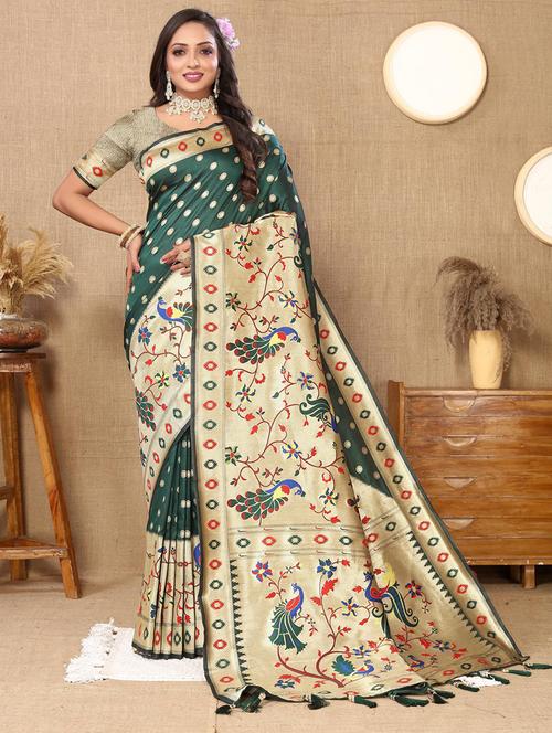 women self design paithani saree with blouse - 21469118 - Very Small Image - 1