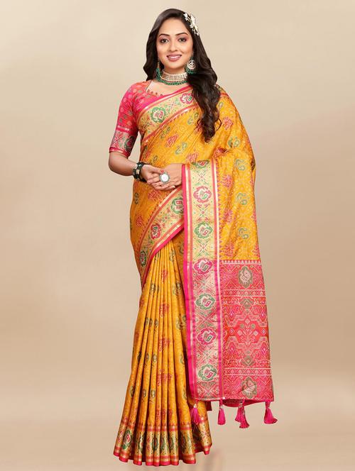 women self design patola saree with blouse - 21469155 - Very Small Image - 1
