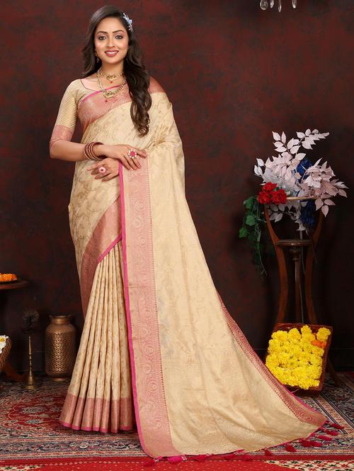 women self design banarasi saree with blouse - 21469178 - Very Small Image - 1