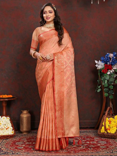 women self design banarasi saree with blouse - 21469181 - Very Small Image - 1