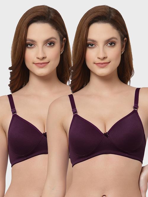 women pack of 2 solid cotton blend bra - 21469999 - Very Small Image - 1