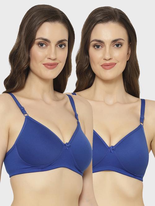 women pack of 2 solid cotton blend bra - 21470035 - Very Small Image - 1