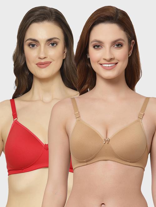 women pack of 2 solid cotton blend bra - 21470061 - Very Small Image - 1