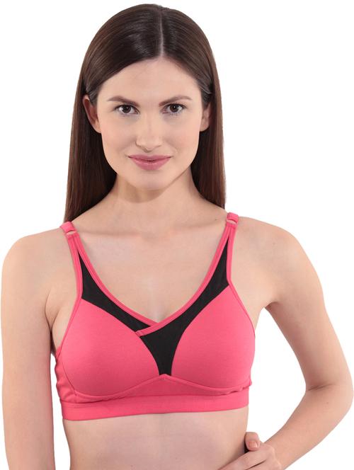 women pink color block sports bra - 21470410 - Very Small Image - 1