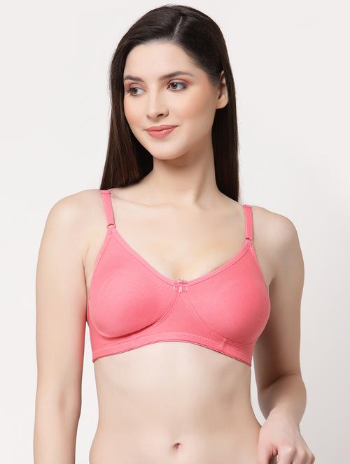 pink cotton blend regular bra - 21470586 - Very Small Image - 1