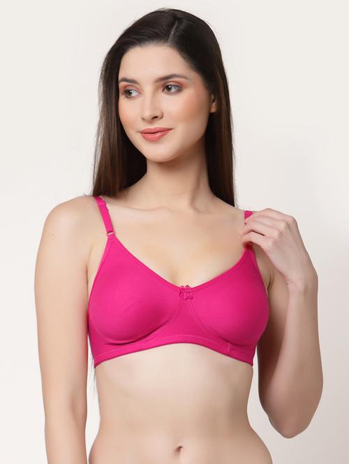 magenta cotton blend regular bra - 21470589 - Very Small Image - 1