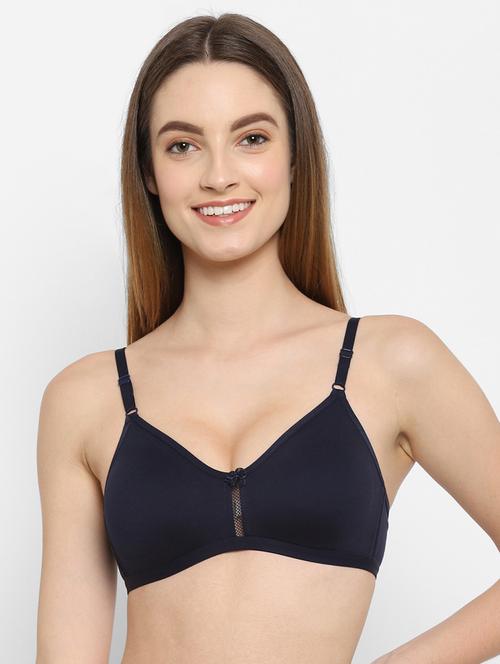 navy blue cotton blend regular bra - 21470594 - Very Small Image - 1
