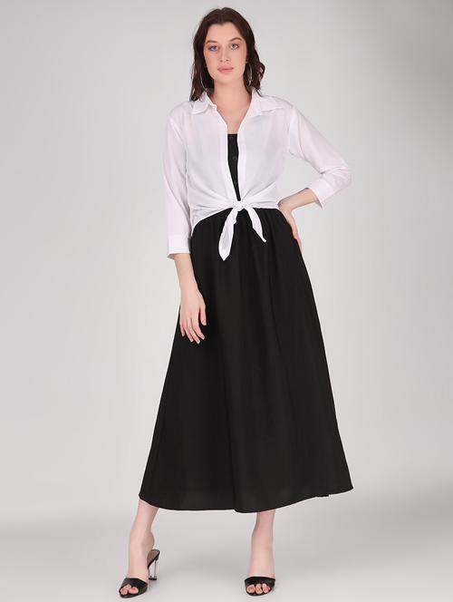 women black crepe a-line dress with shrug - 21471480 - Very Small Image - 1