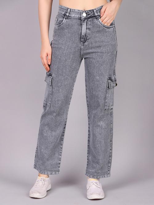 women grey high rise cargo jeans - 21471591 - Very Small Image - 1
