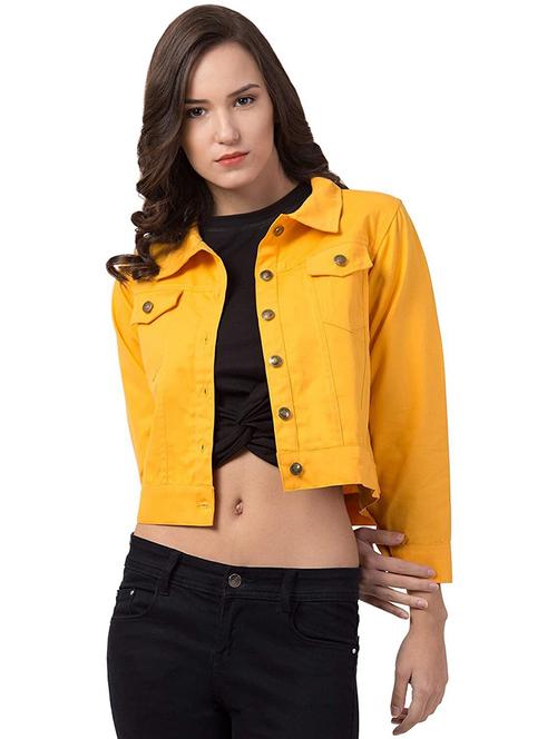 women solid denim jacket - 21472885 - Very Small Image - 1