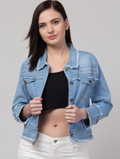 women solid long sleeves denim jacket - 21473029 - Very Small Image - 1