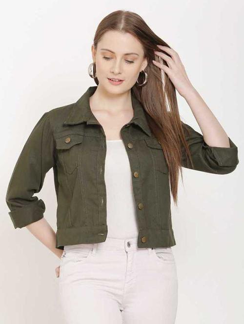 green solid denim jacket - 21473119 - Very Small Image - 1