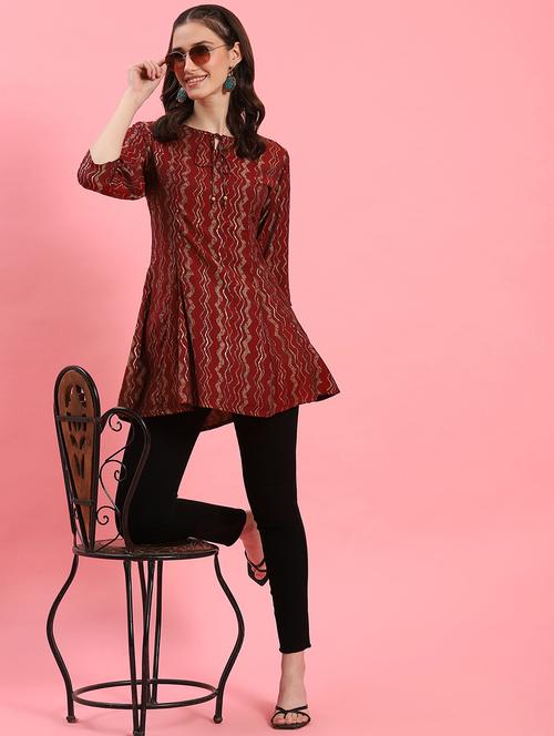 maroon printed a-line tunic - 21473679 - Very Small Image - 1