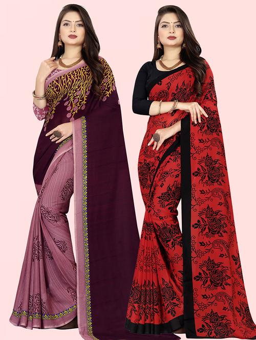 women pack of 2 casual wear combo sarees with blouse - 21473862 - Very Small Image - 1