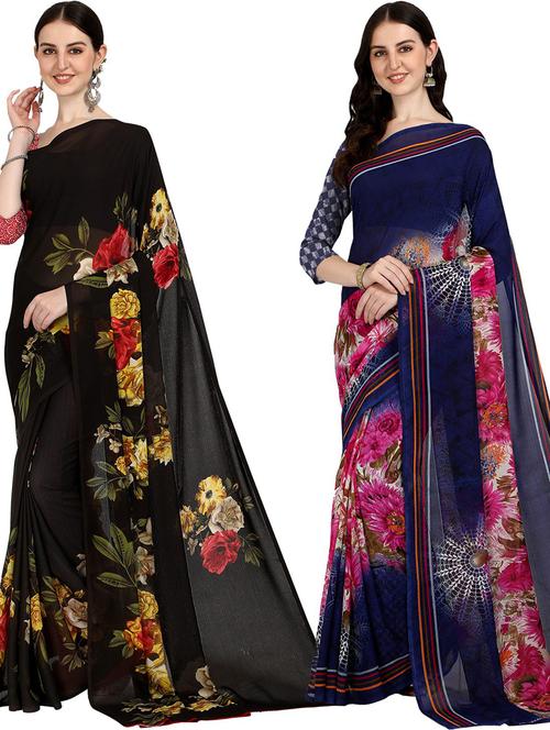 women pack of 2 casual wear combo sarees with blouse - 21473890 - Very Small Image - 1