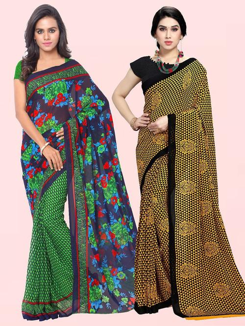 women pack of 2 casual wear combo sarees with blouse - 21473941 - Very Small Image - 1