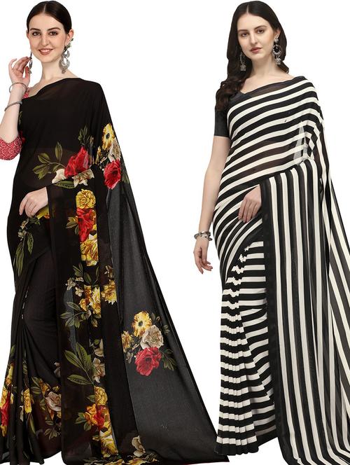 women pack of 2 casual wear combo sarees with blouse - 21473964 - Very Small Image - 1