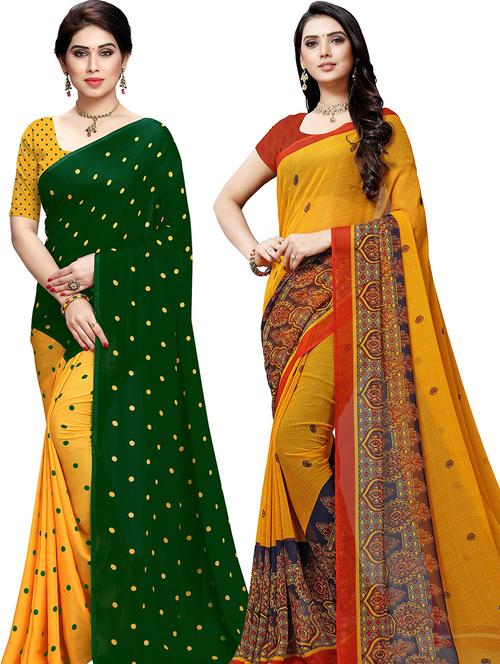 pack of 2 casual wear combo sarees with blouse - 21474499 - Very Small Image - 1