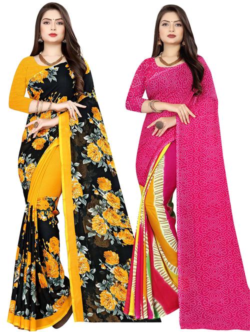 women pack of 2 casual wear sarees with blouse - 21474901 - Very Small Image - 1