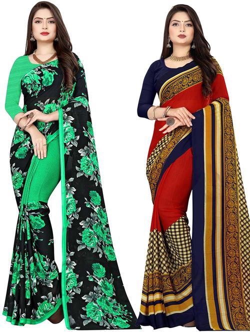 women pack of 2 casual wear combo sarees with blouse - 21475230 - Very Small Image - 1