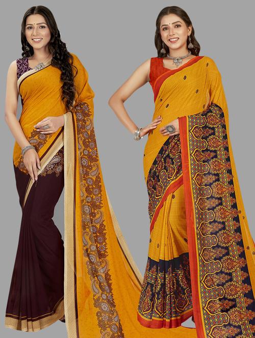 women pack of 2 casual wear combo sarees with blouse - 21475245 - Very Small Image - 1
